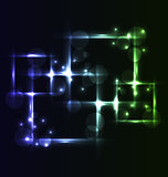 Abstract background, set square bubbles with light effects