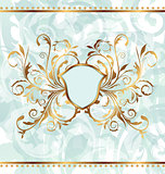 Royal background with golden ornate frame and heraldic shield