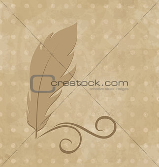 Feather calligraphic pen, vintage background