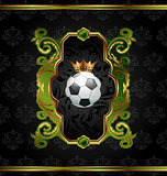 Football label with golden crown
