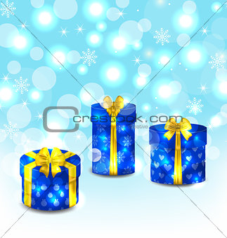 Set gift boxes on light background 