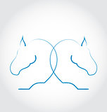 Sign of two horses stylized hand drawn