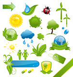 Set of green ecology icons 