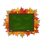 School board with maple leaves isolated