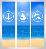 Set labels with beach, summer cards