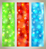 Set Christmas glossy banners with snowflakes
