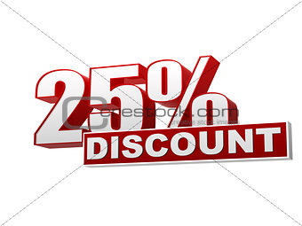 25 percentages discount red white banner - letters and block
