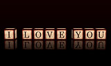 I love you in 3d wooden cubes