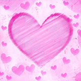 big pink striped heart on old paper