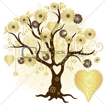 Gold valentine decorative tree