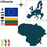 Map of Lithuania with European Union