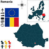 Map of Romania with European Union