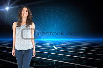 Composite image of smiling beautiful brunette posing