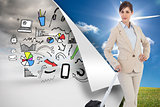 Composite image of businesswoman with suitcase