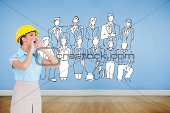 Composite image of attractive architect shouting