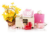 valentines day concept with gift and flowers