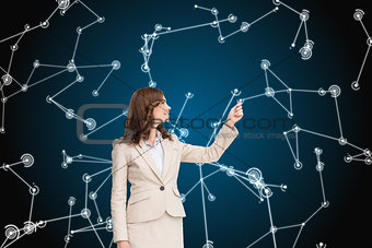 Composite image of brunette businesswoman pulling