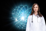 Composite image of happy doctor looking at camera