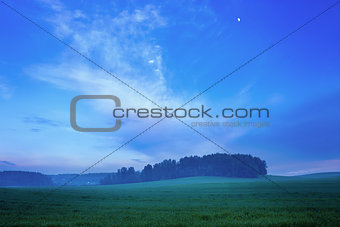 Rural Landscape with Field at Twilight