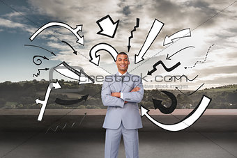 Composite image of assertive businessman on phone