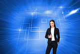 Composite image of portrait of a confident businesswoman standing