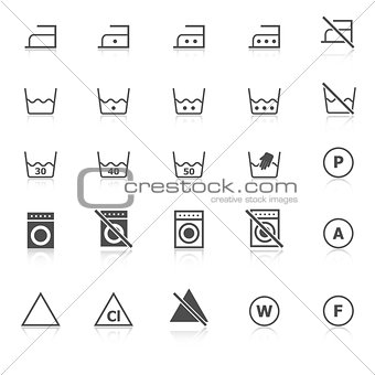 Laundry icons with reflect on white background