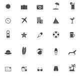 Summer icons with reflect on white background
