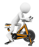 3D white people. Man doing spinning on a bike