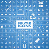 Set of 100 web, internet, office, computer and travel icons vector
