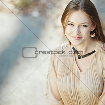 Emotional  street portrait of young  woman.