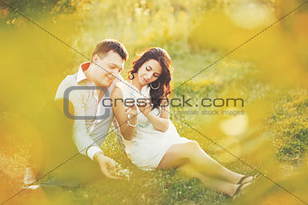 couple together spending great time in garden