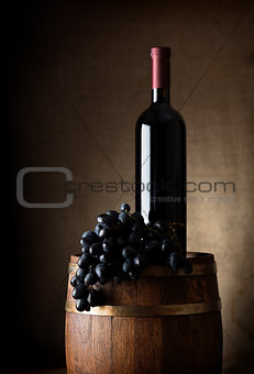 Barrel and bottle of wine