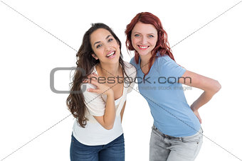 Portrait of two cheerful young female friends
