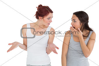 Unhappy young female friends having an argument