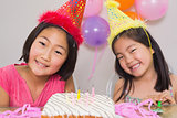 Cute little girls at birthday party