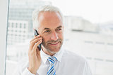 Close-up of a mature businessman using mobile phone