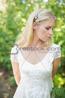 Content beautiful blonde bride