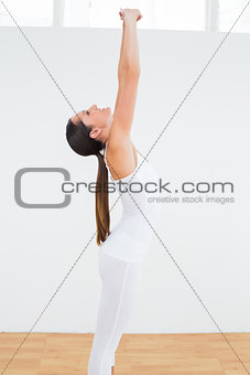 Fit woman doing pilate exercises in the fitness studio