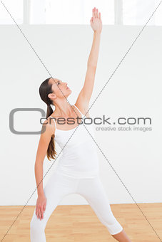 Fit woman doing pilate exercises in fitness studio