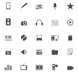 Media icons with reflect on white background