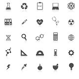 Science icons with reflect on white background