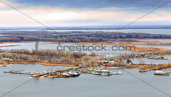 Saratov. View of island Zelenyy on Volga River. Russia