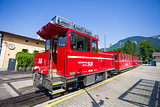 Steam locomotive railway going to Schafber