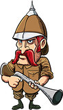 Cartoon big game hunter with pith helmet