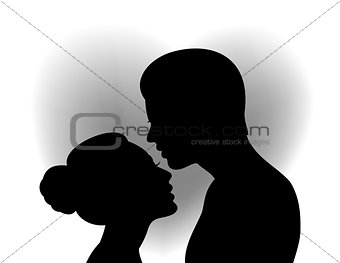 Couple with heart shaped background 