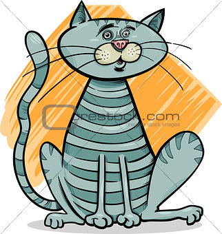 tabby gray cat cartoon illustration