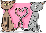 cats in love cartoon illustration
