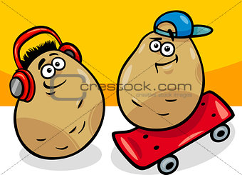 new potatoes cartoon illustration