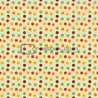 Vector Seamless Geometric Circles Background with Grunge Texture, Hipster Style, Seamless Pattern, Illustratuon