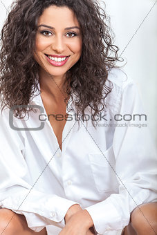 Beautiful Happy Woman in White Shirt
